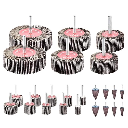 24Pcs Abrasive Flap Wheel Sander Set 80 Grit Sanding Flap Wheels Abrasive Flap Wheel Set 1/4" Shank Sanding Paper Polishing Wheel Die Grinder Flap Wheel for Grinding, Polishing, Deburring