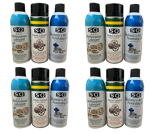 SQ Lubricant Combo, SQ Mechanic's Aid 17-6 Penetrating Catalist, 5 in 1 Multipurpose Lubricant, Silicone Lubricant Heavy Duty (4)