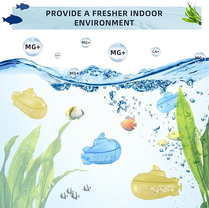 AMI PARTS Humidifier Tank Cleaner Adorable Submarine Purifie Water Soften Hard Water for Warm&Cool Most Humidifiers and Fish Tank 18-Pack (Blue& Yellow)