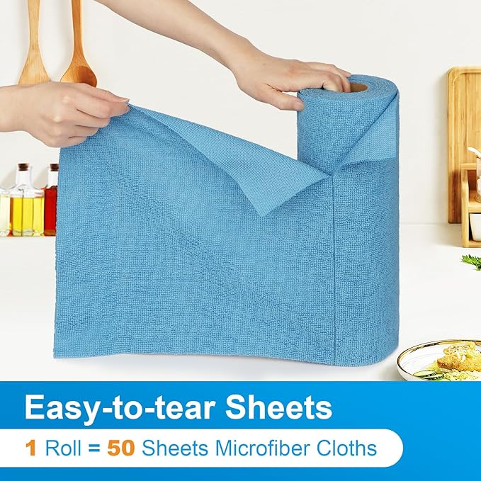 Microfiber Cleaning Cloth, 300 Sheets Shop Towels Commercial Grade Washcloths Lint-Free Work Rags Bulk Towels for Cars Mechanic Restaurant Garage Housekeeping, 11.5"x 11.5", Blue