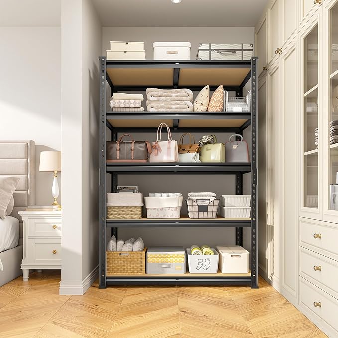 5-Tier Storage Shelves, 1980LBS Adjustable Pantry Shelves, Metal Shelving Unit for Kitchen, Pantry, Closet, Laundry, Garage, 72.06" H x 35.55" W x 15.76" D