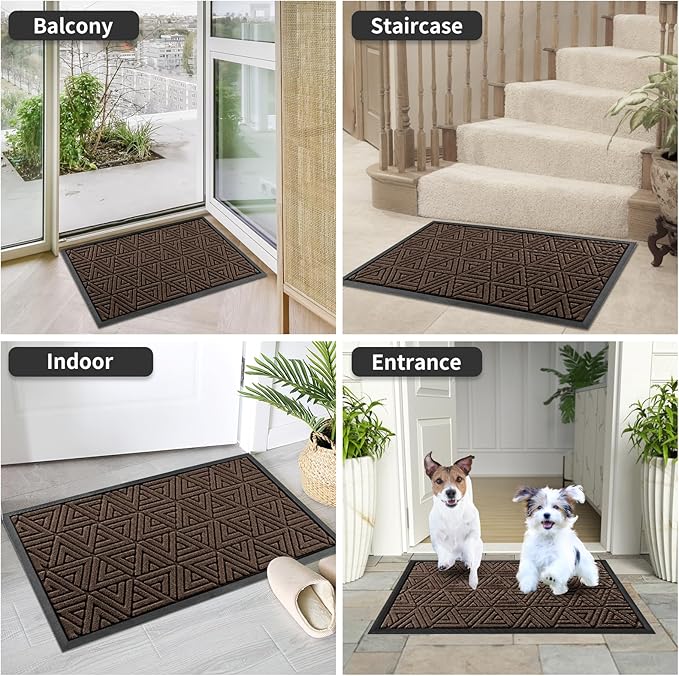 Yimobra Outdoor Mats for Front Door 29.5x17, All-Weather Waterproof Non-Slip Outdoor Door Mat Outside Eentrance, Garage/Patio Entryway Indoor Doormat, Easy Clean, Brown