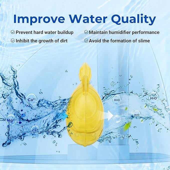 Funmit 6 Pack Universal Humidifier Cleaner Fish Compatible with Almost All Humidifiers and Fish Tanks, Purifies Water, Prevents Hard Water Build-Up, Reduces Scale, Yellow