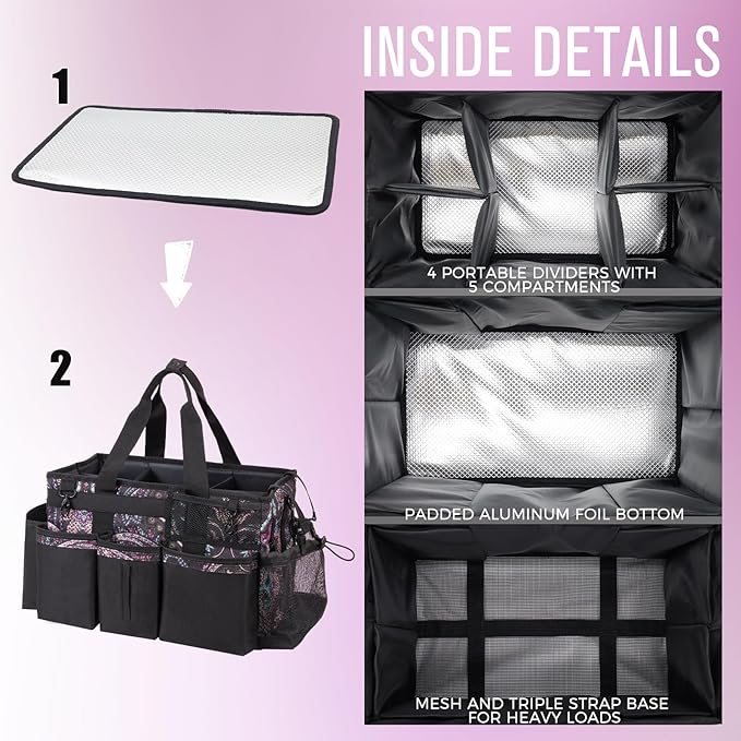 Wearable Cleaning Caddy, Cleaning Caddy Supplies Organizer with Handle & Shoulder Straps for Housekeepers, Under Sink & Car Cleaning Tool Organizers Bag with 4 Foldable Divider (Totem)