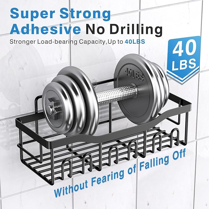EUDELE Adhesive Shower Caddy, 5 Pack Rustproof Stainless Steel Bath Organizers With Large Capacity, No Drilling Shelves for Bathroom Storage & Home Decor-XL Size
