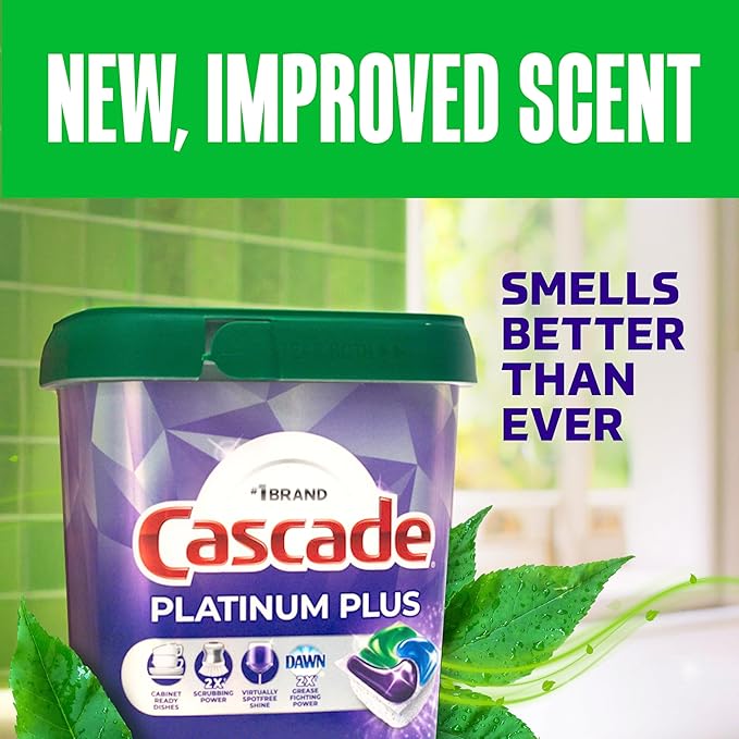Cascade Platinum Plus Dishwasher Pods, Dishwasher Detergent, Dish Detergent Soap, Mountain, 19 Count
