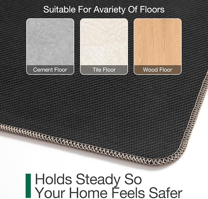 LUMI Ultra Thin Door Mat for Entryway, 32"x48" Low Profile Non Slip Rubber Backing Indoor Doormat, Easy Clean Welcome Entrance Mat for Inside House, Patio, Khaki