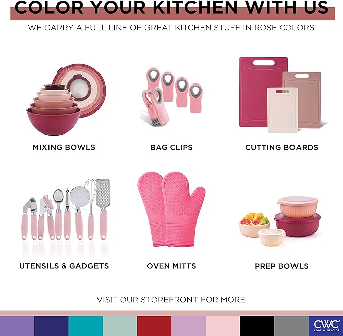 COOK WITH COLOR Bag Clips - Heavy Duty Chip Clip and Refrigerator Magnet Clips for Food Storage with Air Tight Seal Grip, Pink, Pack of 4 Large Clips