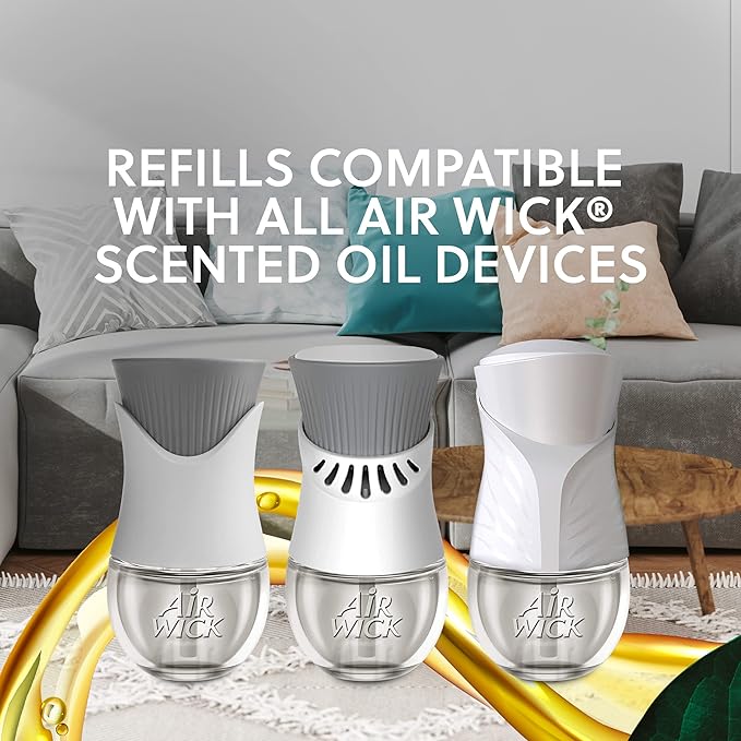 Air Wick Plug in Scented Oil Refill, 10ct, Fresh Linen, Air Freshener, Essential Oils, Eco Friendly Pack (Pack of 2)