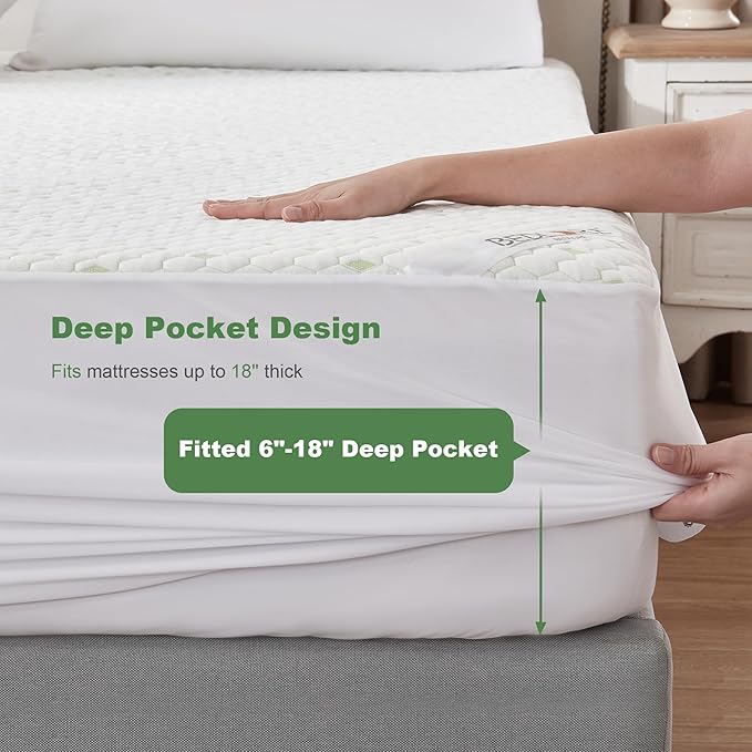 Waterproof Mattress Protector, Full Size Mattress Pad Fitted 6-15" Deep Pocket, 3D Air Fabric Double Bed Mattress Cover Noiseless Washable for College Dorm