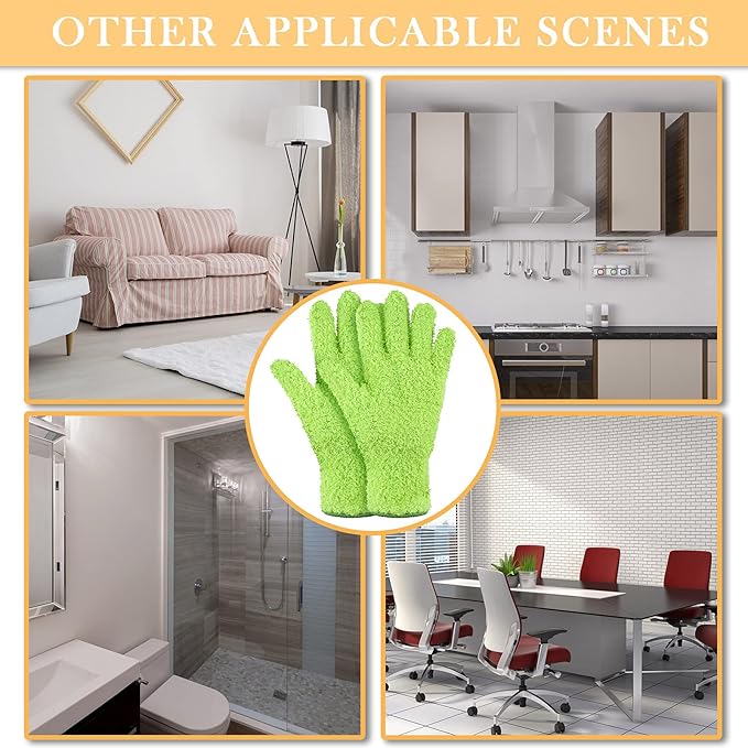 Patelai 3 Pairs Microfiber Plant Dusting Gloves Leaf Cleaning Gloves for Indoor Plants, Blinds, Furniture, House (Large,Green Yellow, Water Blue, Pink)