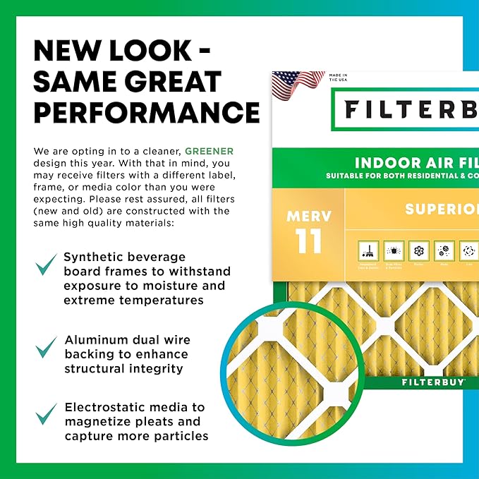 Filterbuy 14x18x2 Air Filter MERV 11 (MPR 1200) Allergen Defense Replacement (5-Pack), Electrostatic Pleated HVAC AC Furnace Filters, Made in USA (Actual Size: 13.50 x 17.50 x 1.75)