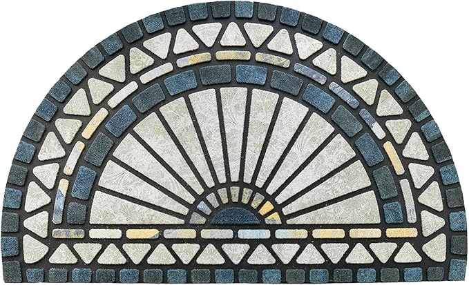 CHICHIC Welcome Door Mat 18 x 30 Inch Front Doormat Outdoors for Home Entrance Outdoors Mat for Outside Entry Way Doormat Entry Rugs, Heavy Duty Non Slip Rubber Back Low Profile, Blue Green