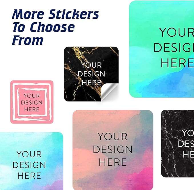 100 Custom Vinyl Stickers - Upload Your own Image, Text, Design, Logo - Personalized Logo Labels for Handmade, Packaging, Bottle, Jars, Candle, Brand Stickers (Black Gold Marble, 2x2 Square)