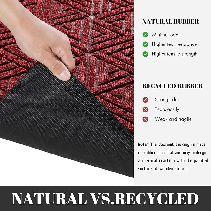 Yimobra Front Door Mat Outside Entrance 72 x 24, Waterproof and Washable Outdoor Mat, Non Slip Rubber Backing, Heavy Duty Welcome Matt for Home Entry Floor Porch Garage Office, Low Profile, Black Red