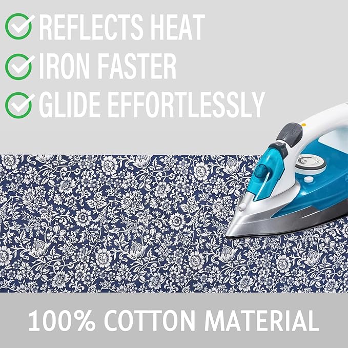 Ironing Board Cover and Pad 15x54 Inch Standard Ironing Board Cover with Elastic Edge and Hook and Loop Fasteners Scorch and Stain Resistant Cotton Ironing Covers with Thick Padding