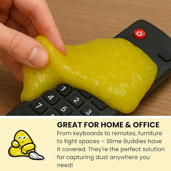 Slime Buddies Car Cleaning Gel Putty - 6 Pack Lemon Scented Interior Detailing Tool for Cup Holder, Air Vent & Keyboard - Reusable Auto Detailing Accessories - Dust Remover Goop - Gifts for Men Women