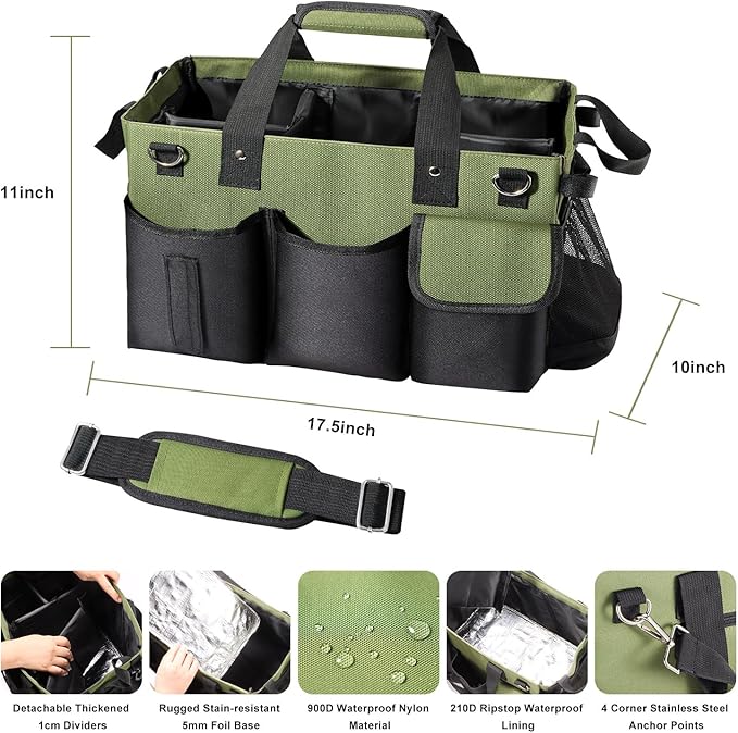 Viajero Wearable Cleaning Caddy Bag, Large Cleaning Supplies Organizer Housekeeping Supply Caddy Detailing Bag with Handle Shoulder Waist Straps for Tote Tools Products Housekeepers Car Home House