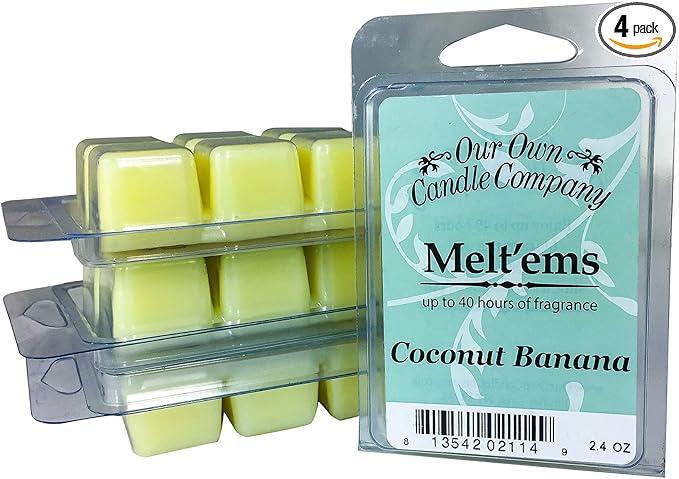Our Own Candle Company Premium Wax Melt, Coconut Banana, 6 Cubes, 2.4 oz (4 Pack)