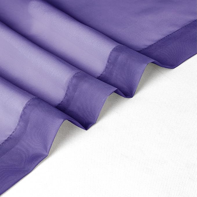 Chyhomenyc Sheer Curtains 36 inch Length 2 Panels, Light Filtering Voile Rod Pocket Short Window Sheer Curtians for Bathroom Living Room, 2PCS, Purple