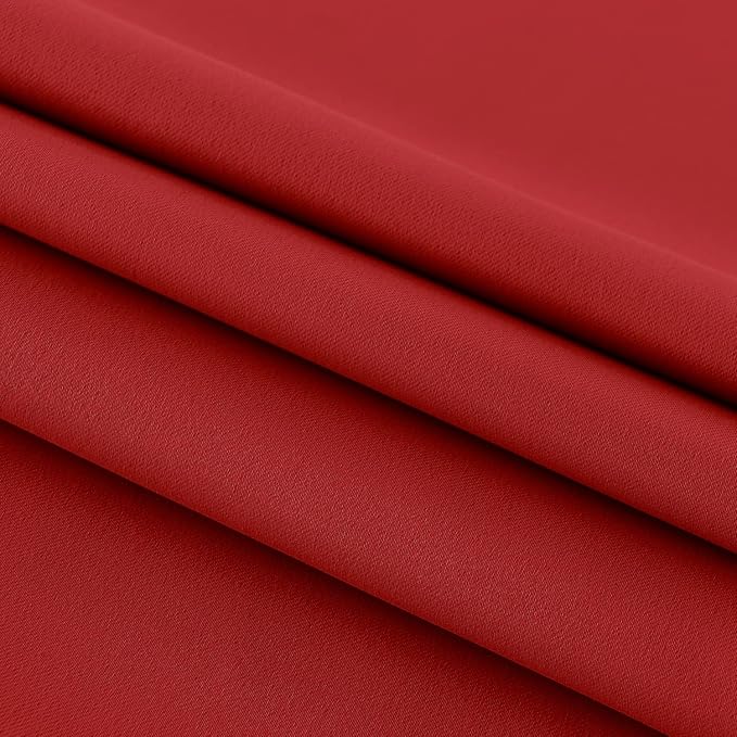 DWCN French Door Curtain - Rod Pocket Thermal Blackout Panel for Glass Window, Christmas, Kitchen and Patio - Privacy, 36 X 72 Inches Long, 1 Panel With Tieback, Red