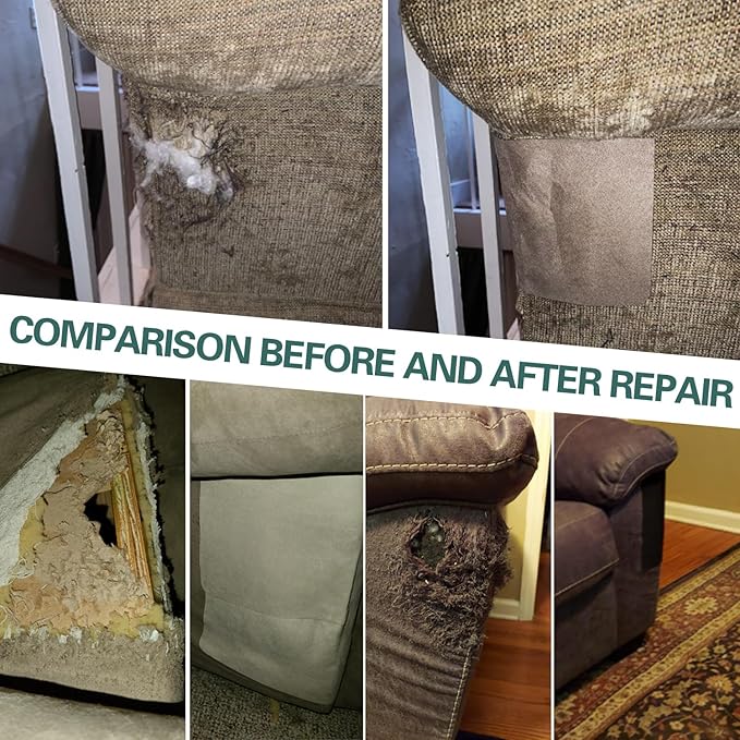 Azobur Couch Patch Repair Fabric,Microfiber Fabric, Self-Adhesive, for Sofa Repair and Upholstery, 2 Pieces, 9.5 x 11 inches (Olive Green)