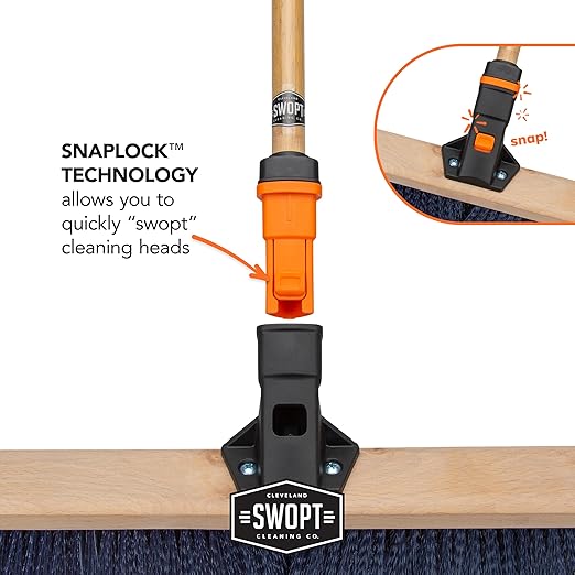 SWOPT 18” Premium Multi-Surface Push Broom Cleaning Head — Indoor and Outdoor Push Broom — Interchangeable with All SWOPT Cleaning Products for More Efficient Cleaning and Storage