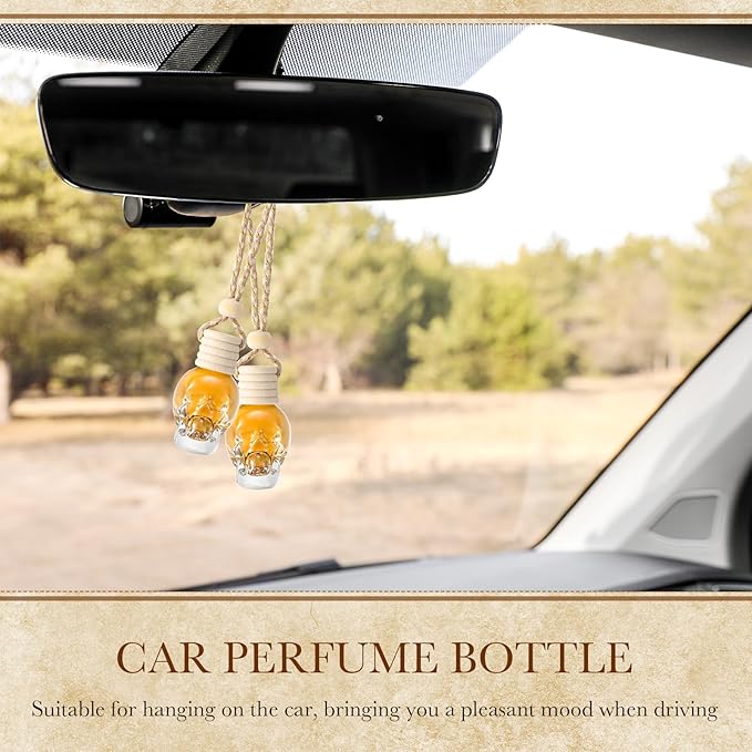BBTO 50 Pcs Hanging Car Air Freshener Car Diffuser Bottles Empty Glass Perfume Bottle Freshener Diffuser Bottle Pendant for Essential Oil Fragrance Aromatherapy Bottle Ornament(Skull)