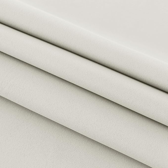 DWCN French Door Curtains Rod Pocket Thermal Blackout Curtain for Glass Windows, Kitchen and Patio Doors for Privacy, 54 X 40 Inches Long, 1 Curtain Panel with Tieback, Ivory