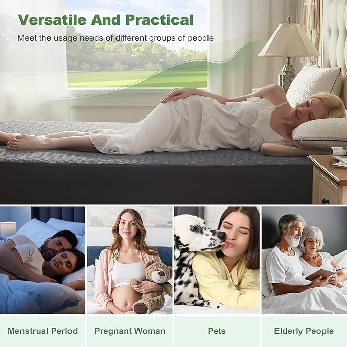 Waterproof Mattress Protector, King Size Mattress Pad Fitted 6"-18" Deep Pocket, 3D Air Fabric Breathable Bed Mattress Cover Noiseless Washable for Home, Bedroom, Hotel(Carbon Gray)