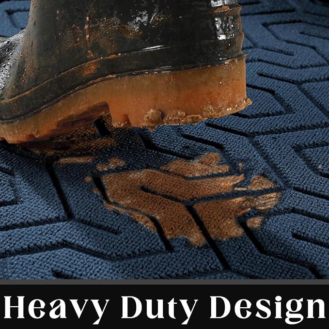Yimobra Extra Large Door Mat Outside Entrance 60x32, Waterproof Heavy Duty Outdoor Mats for Front Door, Non Slip Rubber Entry Mat for Garage Patio, Easy Clean, Blue