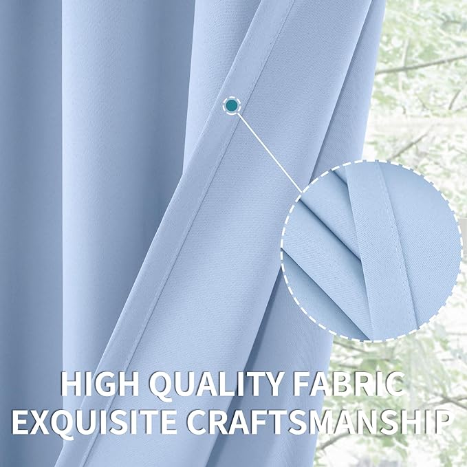 BGment Light Blue Blackout Curtains 36 Inch Length for Kitchen Cafe Window - Short Thermal Insulated Drapes Privacy Protection for Nursery Kids Bedroom Bathroom, 42 x 36 Inch, 2 Panels