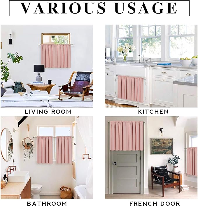 RYB HOME Peach Blush Rod Pocket Blackout Curtains for Bedroom Living Room Dining Baby Nursery Morden Decor Thermal Insulated Room Darkening Curtains,W 42 x L 63 inch,2 Panels