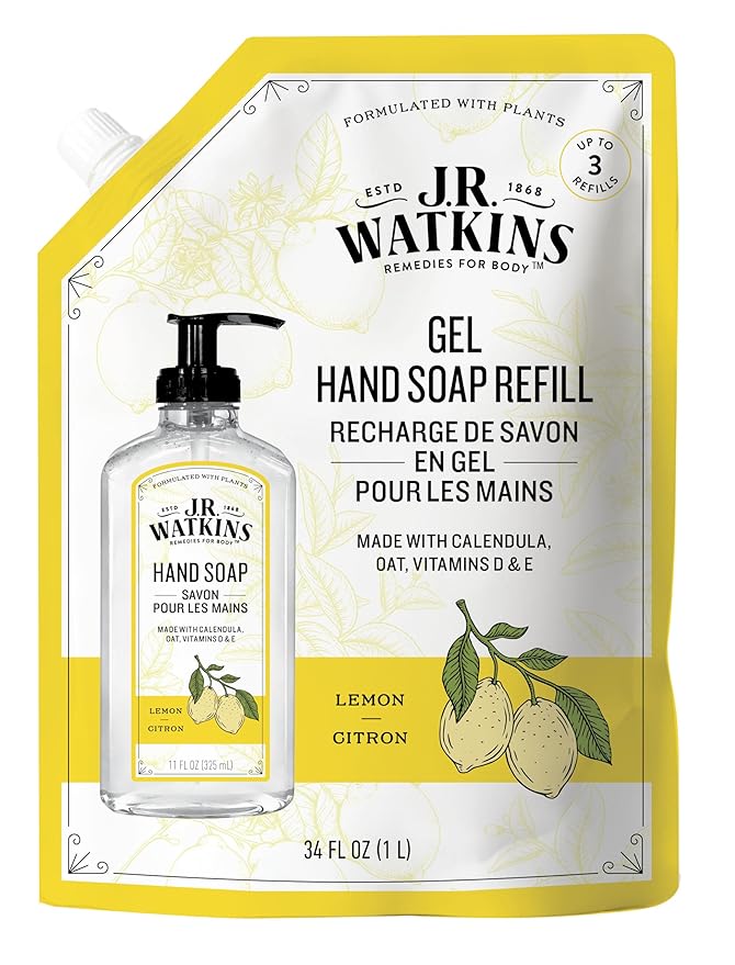 J.R. Watkins Liquid Hand Soap Lemon Refill, 34 Fl Oz