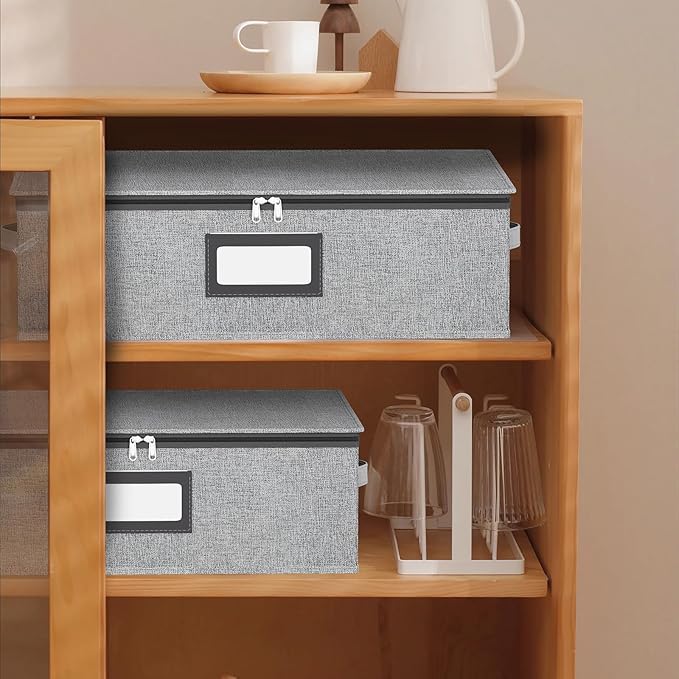 homyfort China Storage Containers (2 Pack Mug Storage Box, Grey)