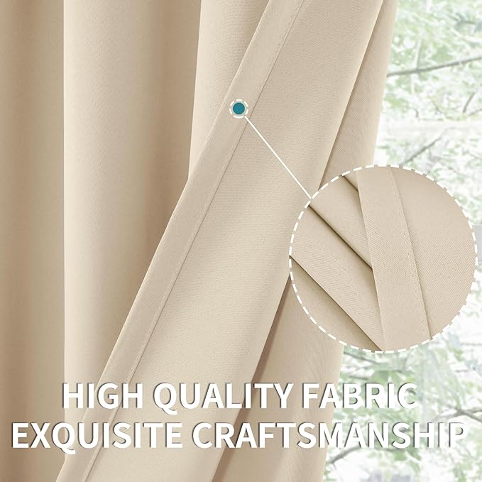 BGment Champagne Blackout Curtains 36 Inches Length for Kitchen Bedroom Window - Rod Pocket Short Darkening Drapes Privacy for Bathroom Basement Cafe, 2 Panels, 42 x 36 Inch