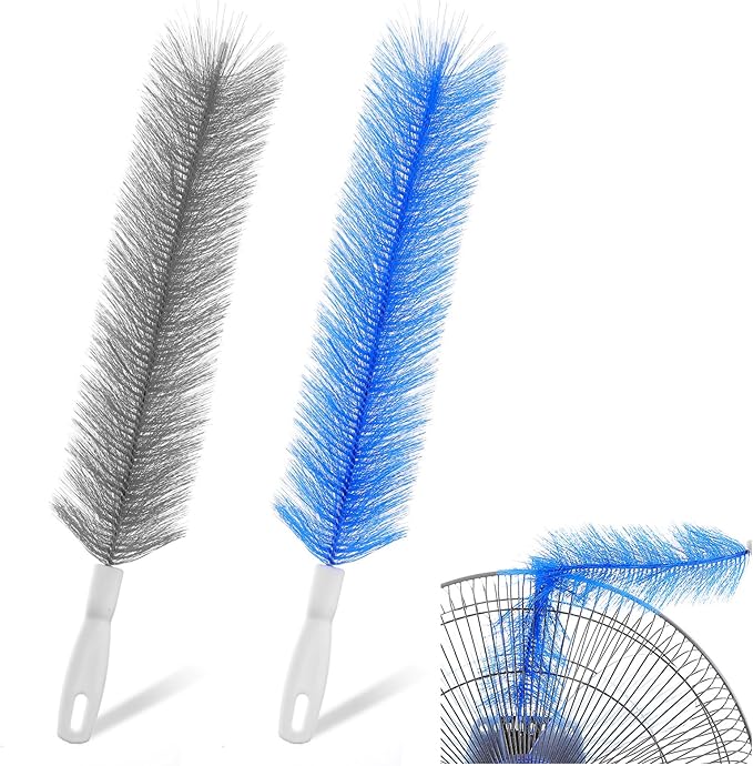 2 Pcs Cobweb Duster, Fan Cleaner Brushes Bendable Fans Cleaning Brush Set Microfiber Head Washable Brush for Air Conditioning Shutters Ceiling Air Vents Curtains Cars Box