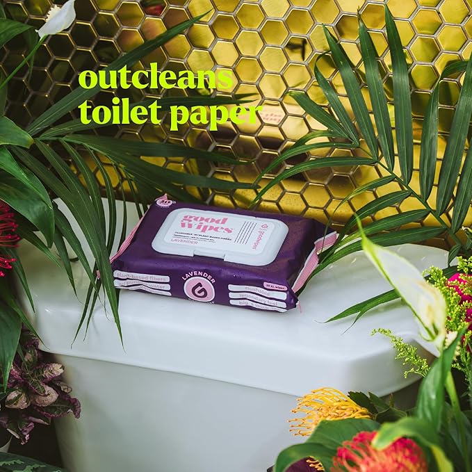 goodwipes Flushable Wipes Travel Size - Extra Large Adult Wet Wipe - On-the-Go Portable Wipes - Sewer & Septic Safe - Hygiene Essentials - Botanical Bliss & Lavender, 108 Count (6 Packs)