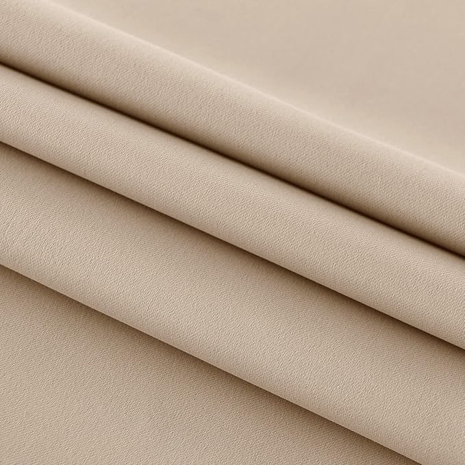 DWCN French Door Curtains – Rod Pocket Thermal Blackout Curtain for Doors with Glass Window, Kitchen and Patio Doors for Privacy, 25 X 40 Inches Long, 1 Curtain Panel with Tieback, Beige