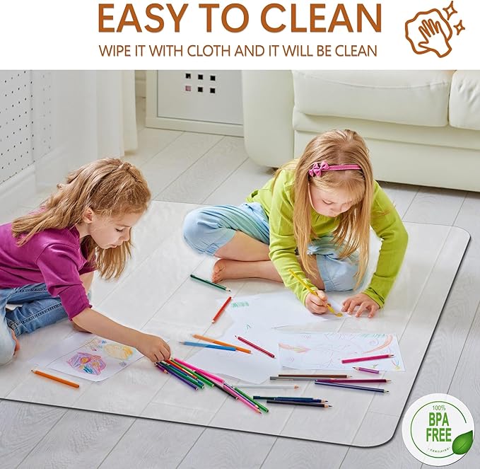 Office Chair Mat for Hardwood Floor- 46" x 60" Clear Desk Computer Chair Mat for Hard Wood/Tile Floors, Easy Glide Plastic Mat for Under Office Chairs on Hardwood for Work & Home