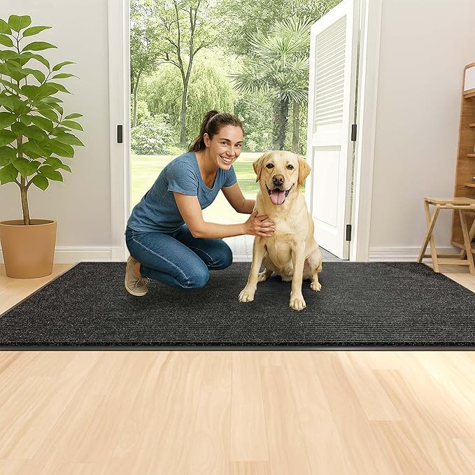 Front Door Mat Indoor Outdoor Entrance, 48" x 72" Dirt Resistant and Absorbent Door Mat, TPR Backing Non-Slip Doormats, Easy to Clean, Low Profile Welcome Floor Mat for Outside Entry