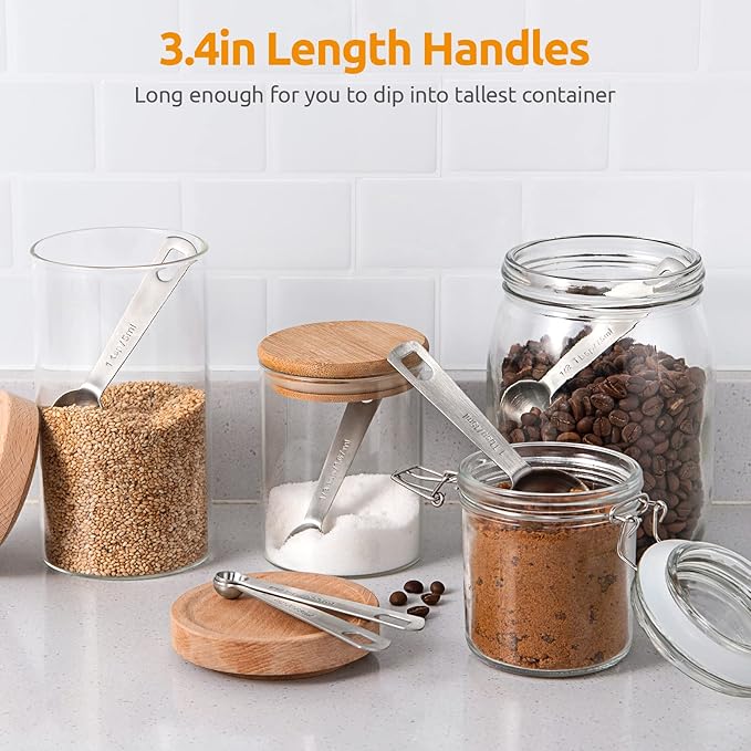 U-Taste 18/8 Stainless Steel Measuring Spoons Set: 7 Piece - 1/8, 1/4, 1/2, 3/4 tsp, 1 tsp, 1/2 & 1 tbsp for Dry & Liquid Ingredients