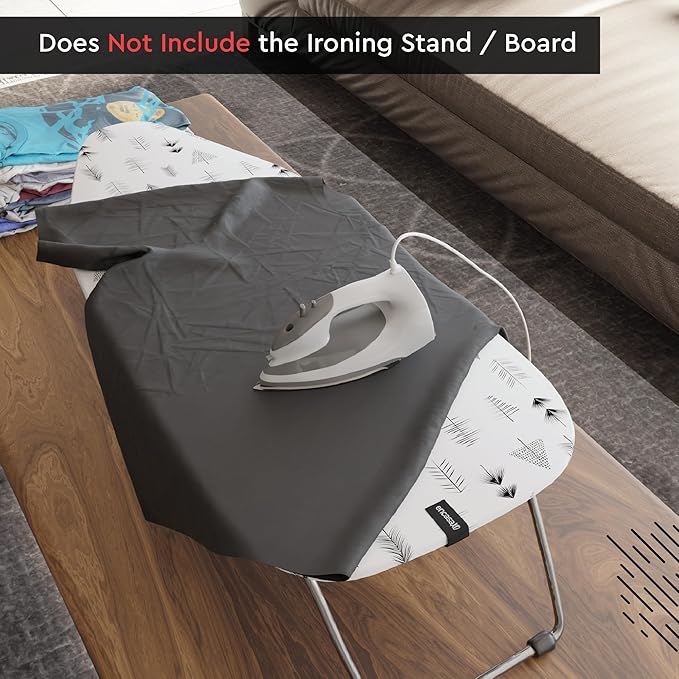 Encasa XO Ironing Board Cover and Pad 28"x12" - Thick 3mm Felt Padding, Drawstring Tightening & Lock, Easy Fit, Scorch & Stain Resistant, Fits Mini Ironing Board - White Tiles