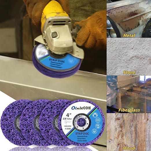 20 Pcs 4" x 5/8" Strip Discs Bulk, Paint Stripping and Rust Removal Wheels for Angle Grinders, Abrasive Grinding Discs for Metal, Wood, and Fiberglass, Purple