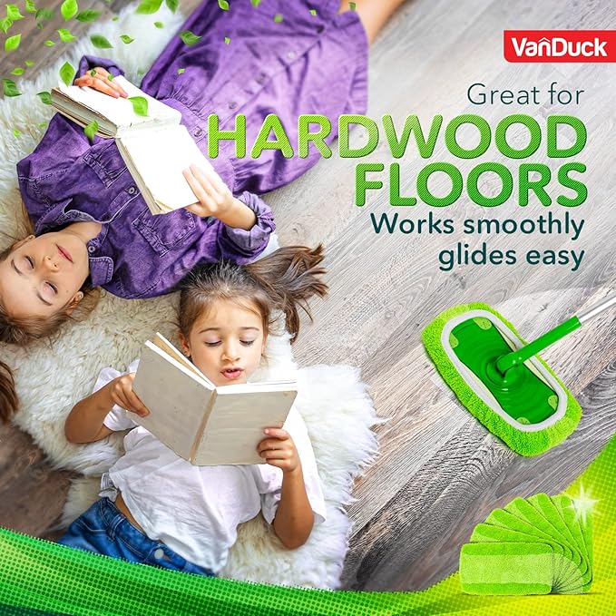 VanDuck Reusable Mop Pads Compatible with Swiffer Sweeper (4-Pack) - Washable Microfiber Mop Pads for Wet & Dry Use - All Purpose Floor Mopping and Cleaning Product