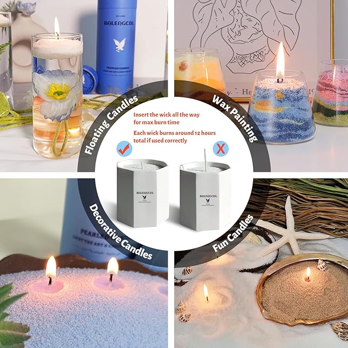 Bluebell Scented Light Blue Pearled Candle 18oz Luxury Sand Candle Granulated Wax - 30 Cotton Wicks - Wax for Candle Making Decorative Candles Smooth and Clean Burning Lasts up to 120 Hours