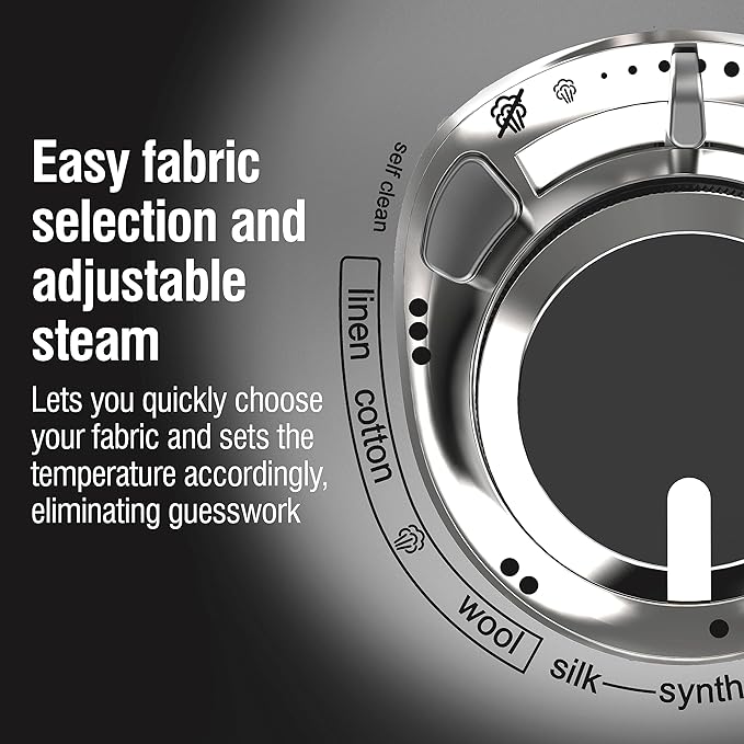 CHI Steam Iron for Clothes with 8’ Retractable Cord, 1700 Watts, 3-Way Auto Shutoff, 400+ Holes, Professional Grade, Temperature Control Dial, Titanium Infused Ceramic Soleplate, Black/Chrome (13109)