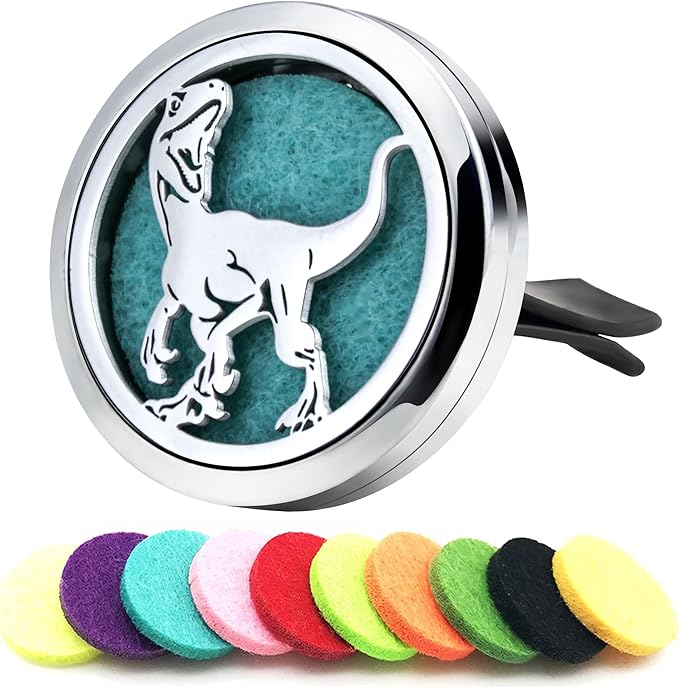 AZNECK Car Essential Oil Diffuser Vent Clip Car Diffuser Vent Clips Dinosaur Air Freshener 10 Felt Pads Car Accessories for Women Gifts