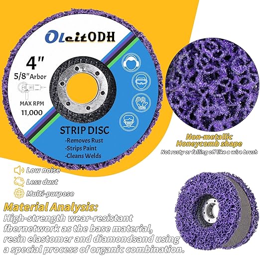 20 Pcs 4" x 5/8" Strip Discs Bulk, Paint Stripping and Rust Removal Wheels for Angle Grinders, Abrasive Grinding Discs for Metal, Wood, and Fiberglass, Purple