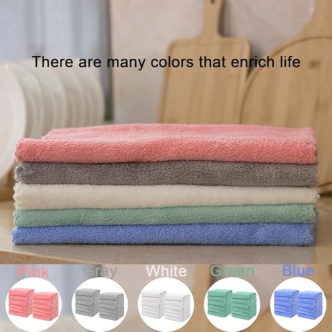 kimteny Kitchen Cloth Dish Towels, 13x28 Inches Premium Dishcloths, Super Absorbent Coral Velvet Microfiber Cleaning Cloths, Fast Drying Rags for Washing Dishes (13x28-8 Pack, Green)
